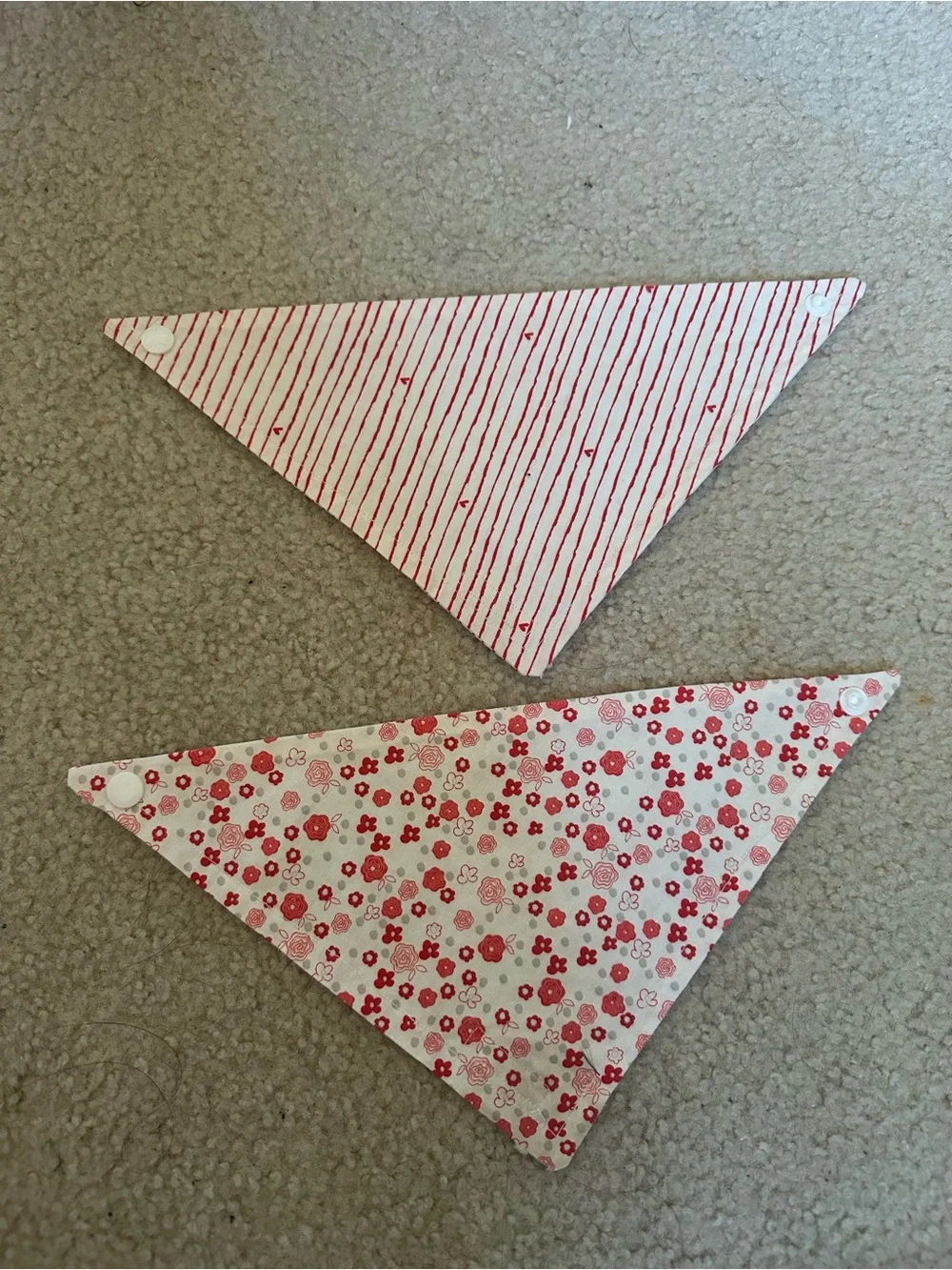 Reversible Red Stripe & Floral Bandana Bib Set